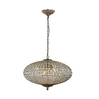 25'' Wide 6-Light Retro French Crystal Drum Chandelier in Antique Bronze