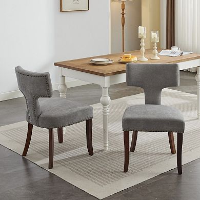 GOODSILO Modern Dining Chairs Set of Two with Curved Backrest and Upholstered Seat