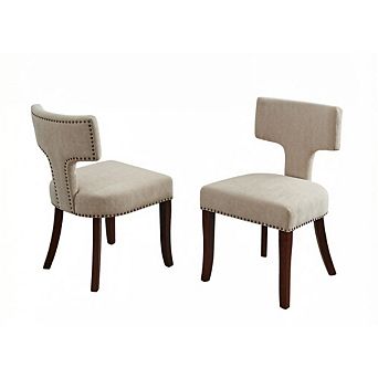 GOODSILO Modern Dining Chairs Set of Two with Curved Backrest and Upholstered Seat