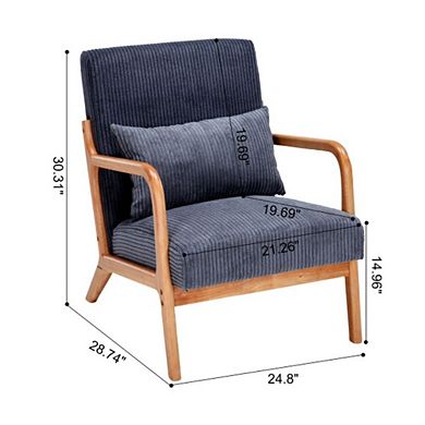 GOODSILO Mid-Century Modern Accent Arm Chair with Pillow Upholstered Solid Wood Frame