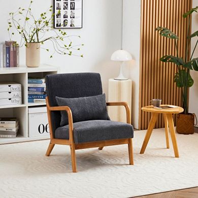 GOODSILO Mid-Century Modern Accent Arm Chair with Pillow Upholstered Solid Wood Frame