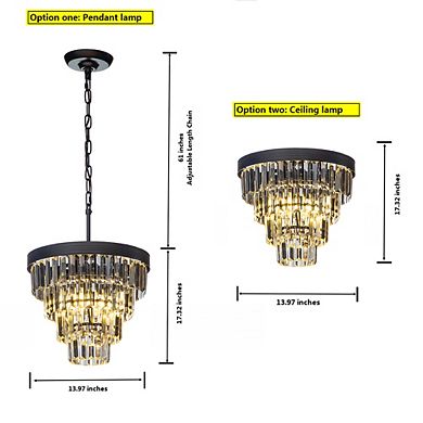 3-Light 13" Glam Tierd Flush Mount With Crystal Accents