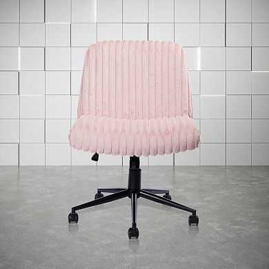 GOODSILO Pink Criss Cross Gaming Chair with Plush Upholstery and Adjustable Features