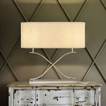 2-Light 24'' Modern Elegant Polished Nickel Minimalist Stainless Steel Table Lamp With Ivory Fabric
