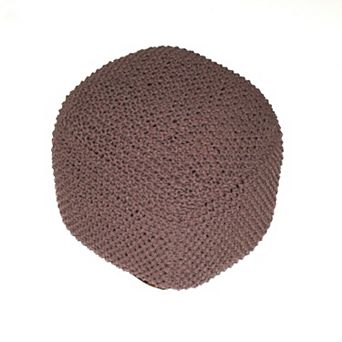 GOODSILO Semi-Round Cable Knit Cotton Pouf Ottoman Footrest Accent Seat