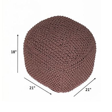 GOODSILO Semi-Round Cable Knit Cotton Pouf Ottoman Footrest Accent Seat