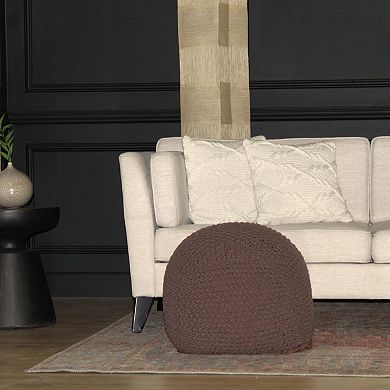 GOODSILO Semi-Round Cable Knit Cotton Pouf Ottoman Footrest Accent Seat