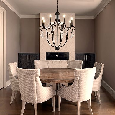 32'' 8-Light Modern Black Mid-Century Modern Candelabra Crystal Chandelier Vintage Candle Pendant