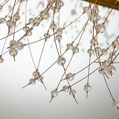 16-lights Stainless Steel Firework Crystal Chandelier In Antique Bronze