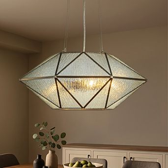 20'' 6-Light Dimmable Modern Geometric Chandelier With Textured Glass