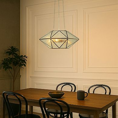 20'' 6-Light Dimmable Modern Geometric Chandelier With Textured Glass