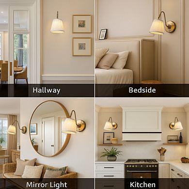 1-Light W6" Vintage Brass Battery Operated Wall Sconces Dimmable Integrated LED Rechargeable Cordles
