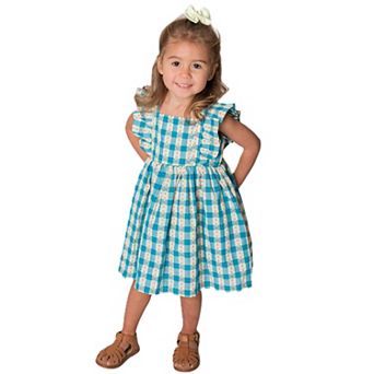 Baby Girl's Blue Plaid Pinafore Dress