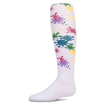 Girls Splatter Paint Opaque Stretch Cotton Tights