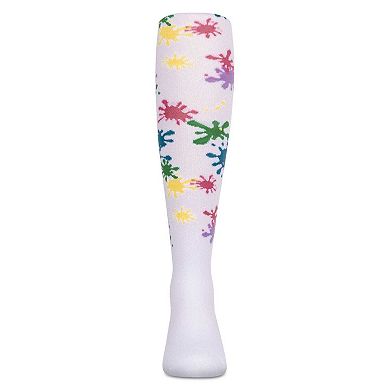 Girls Splatter Paint Opaque Stretch Cotton Tights