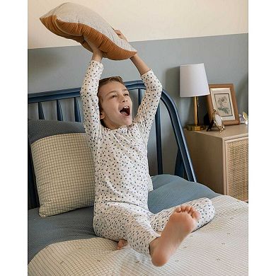 Big Kids 2 Piece Boys "Blue Confetti" Pointelle Pull-On Pajama Set