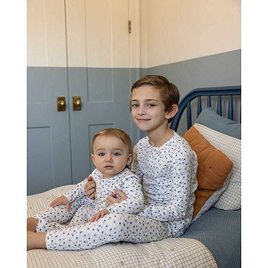 Big Kids 2 Piece Boys "Blue Confetti" Pointelle Pull-On Pajama Set