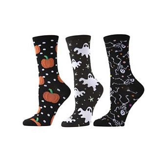3 Pair Bundle Women's Happy Halloween Crew Socks