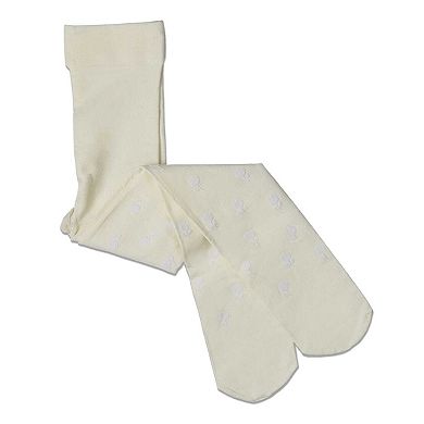 Girls Opaque Rose-Pattern Flocked Tights