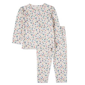 Big Kids 2 pc Girls "Candied Hearts" Pointelle Pull-On Pajama Set