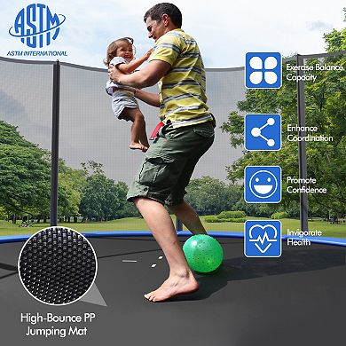16-Foot Outdoor Trampoline Combo with Safety Net and Ladder