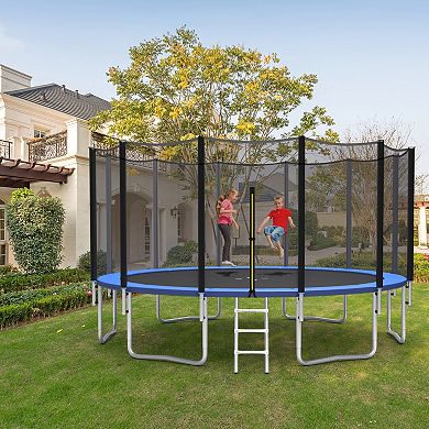 16-Foot Outdoor Trampoline Combo with Safety Net and Ladder