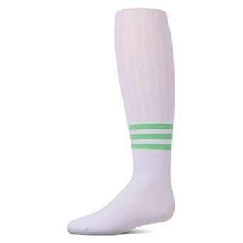 Girls Opaque Ribbed Bright-Stripe Cotton-Rich Tights