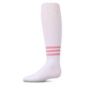 Girls Opaque Ribbed Bright-Stripe Cotton-Rich Tights