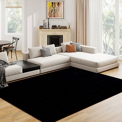 Soft Cotton Flannel Area Rug, Washable Carpet for Bedroom Living Room