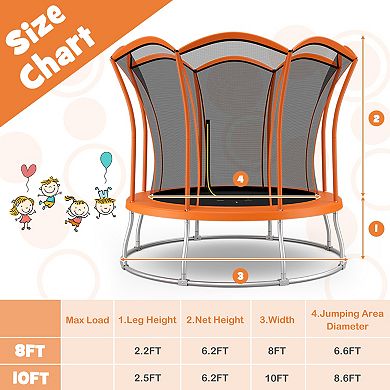 10 Ft Kids Trampoline With Safety Enclosure And Galvanized Steel Frame