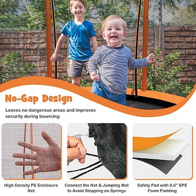 10 Ft Kids Trampoline With Safety Enclosure And Galvanized Steel Frame
