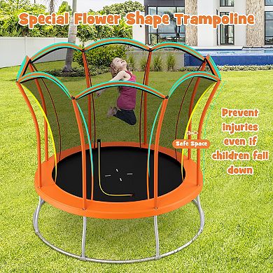 10 Ft Kids Trampoline With Safety Enclosure And Galvanized Steel Frame