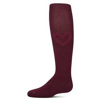 Girls Ribbed Cotton Rich Terry Heart Trimmed Sweater Tights