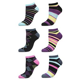 6 Pairs Women's Diamonds And Stripes Low Cut Socks