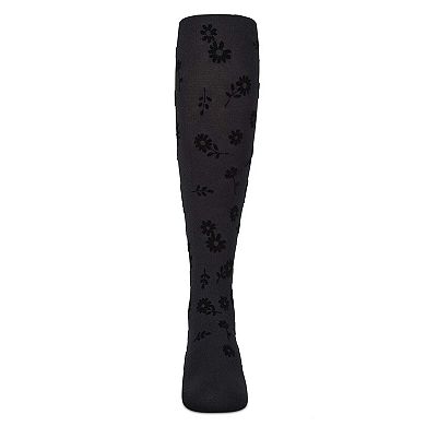 Girls Opaque "Flower Garden" Flocked Tights