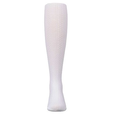 Girls Multi-Diamond Drop-Stitch Textured Cotton Rich Sweater Tights