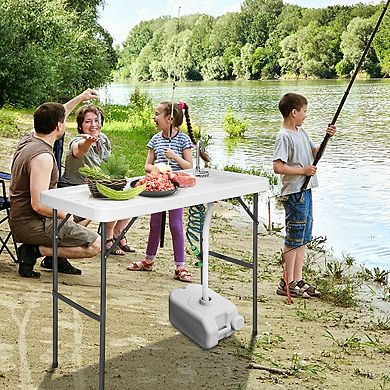 Folding Camping Table with Sink and Faucet Portable Fish Cleaning Table