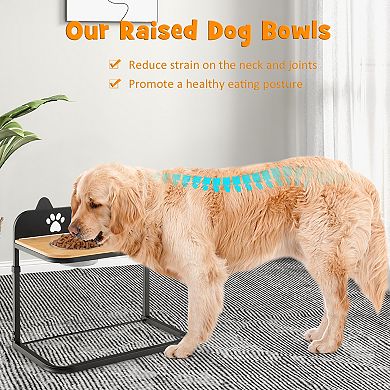 Adjustable Elevated Dog Bowls Stand with 2 Stainless Steel Bowls