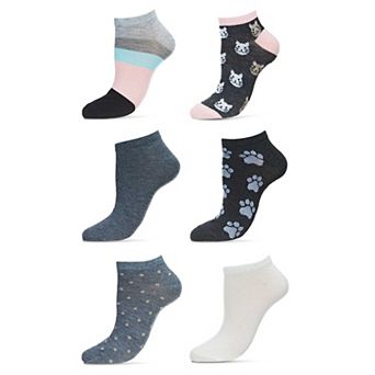 6 Pairs Women's Cat Faces Low Cut Socks