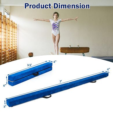 Folding Balance Beam 7 Ft Gymnastics Training Beam with Handles