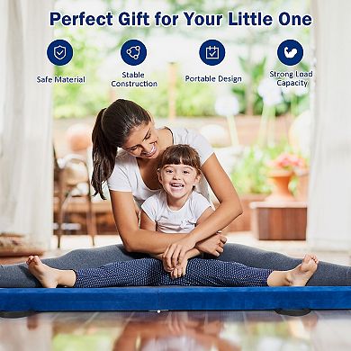 Folding Balance Beam 7 Ft Gymnastics Training Beam with Handles