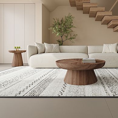 Modern Round Coffee Table with Side Table, Wood Coffee Table Set of 2