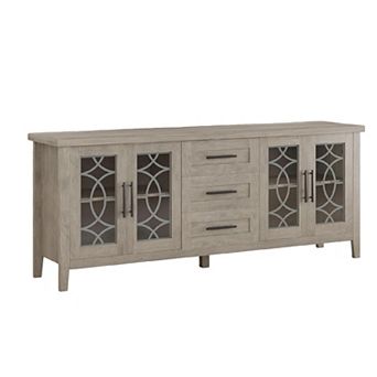 Farmhouse TV Stand for 70 Inch TV, Mid Century Entertainment Center with 3 Drawer & 2 Storage Doors