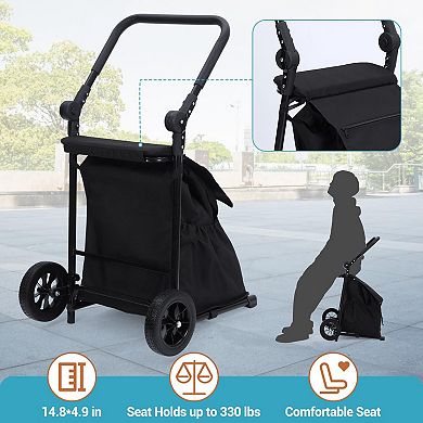 ANIXOL Foldable Utility Cart with Seat