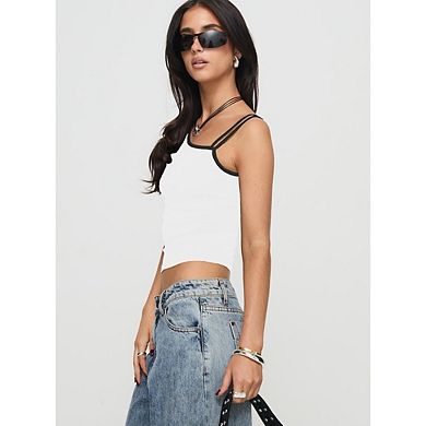 Women's Asymmetrical Tops Color Block Bustier Camisoles Sleeveless Shirts Solid Crop Tank Top