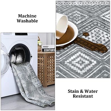 ANIXOL Geometric Machine Washable Area Rug
