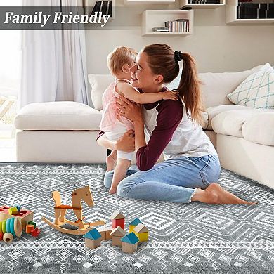 ANIXOL Geometric Machine Washable Area Rug