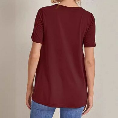 Women's Maternity Short Sleeve Split Side Casual Crewneck Tunic Shirts