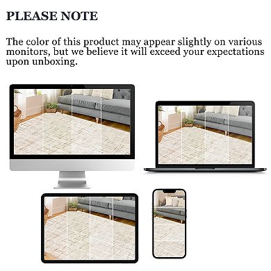 Modern Washable Rugs, Non Slip, Soft Runner with Rubber Backing for Kitchen, Hallway, Laundry