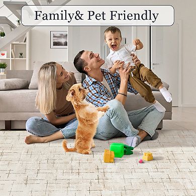 Modern Washable Rugs, Non Slip, Soft Runner with Rubber Backing for Kitchen, Hallway, Laundry